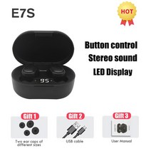 명품 운동용 이어폰오리지널 E7S TWS 폰 블루투스 이어버드 무선 Led 디스플레이 터치 컨트롤 방수 샤오, 01 빨간, 빨간