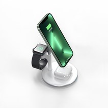 초텍 2in1 마그네틱 아이폰 애플워치 에어팟 무선충전기 거치대, T586-F