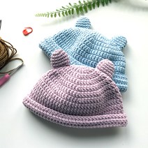 아기곰 신생아 뜨개 모자 DIY 키트 패키지, 767형광오렌지