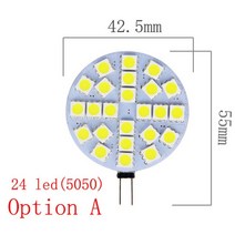 전구소켓 백열 볼 발열 전구 소켓 G4 5050 SMD Led DC 12V 교체 할로겐 바이 핀 램프 LED 1.2W 1.8W 2.4W 4.8W 차가운 조명, [01] A  24 leds, [02] Warm white 3000K, [03] 10 pcs package