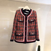 트위드 손담비 브랜드 겨울 레드 체크 무늬 자켓 여성 코트 Abrigos Mujer Invierno 2019 더블 클래식 긴 소매 자켓 Casacos | Jackets