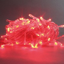 퍼스트LED 크리스마스전구 LED100구 투명선 10M 무뚜기 트리전구(전원 점멸기별도구매), 적색