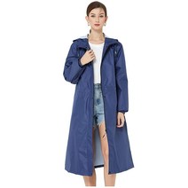 여성용 긴 우비 레인 재킷 코트 좁은 소매 아므리 그린, Large, Green