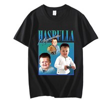미니팬Hasbulla 격투 밈 티셔츠 팬 선물 미니 Khabib 블로거 남성 프리미엄 만화 그래픽 인쇄 티 탑, 01 1-Black, 05 XL