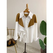 허니제이 / 바즈타 숄더 배색 박시핏 롱 셔츠(3color)