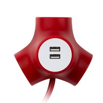 파워존 테트라포드 디자인 멀티탭 3구 USB 익스텐디드 레드 1.5m, 단품, 단품