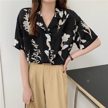 피팅바이유 여자 테일러드 보타니컬 플라워 크림색 반팔 셔츠 블라우스 2컬러 fnh034