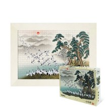 퍼즐피플 동양화 직소퍼즐 모음, 백학도 1000P 액자포함(우드화이트), 퍼즐유액 포함, 1000p