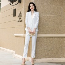 FANSYLI 2022 봄가을 긴팔 정장세트 통근 순색 양복 아우터 상하 12B9