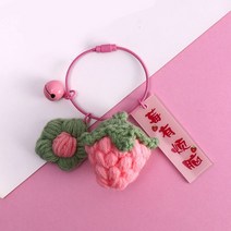 귀여운 니트 딸기 모양의 키 체인 키로 링크 여자 보석 보석 시뮬레이션 과일 자동차 열쇠 고리