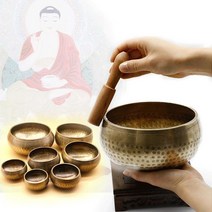 마음 챙김 편안함 싱잉볼 티베트어 불교 명음 사발 손 망치로 두들겨 진 요가 구리, 10포인트 5cm