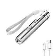 견고한 3in1 USB 충전식 LED 손전등 백색광/자외선/적외선 미니 스타일 토치 방수 디자인 펜 라이트, 01 silver