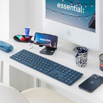 [키크론k8retro] 라이프썸 슬림 블루투스 키보드(LFS-HA39)+전용 키스킨 3대기기 멀티페어링 저소음 숫자패드 충전형 아이패드 태블릿 키보드, 미드나잇블루