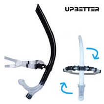 업배럴 센터 스노클 360 회전 프론트 훈련용 포커스 수영강습용, 블랙