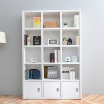 세로형 1200 15칸 높은책장 책꽂이 도어수납장 수납책장 도어형책장 5단책장 15칸책장 높은책장 도어수납 책꽂이, 화이트