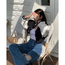 드잉쁘 레브시티 레더배색야구점퍼