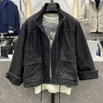 리버클래시 22S/S 블랙 하이넥 하단스트링 오버핏 데님 점퍼 (LIS 22801)