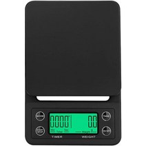 커피저울 원두 저울 카페 정밀 저울 커피 계량 무게 드립 타이머 디지털 주방 고, 검은색, 3kg