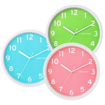 스위트하트 무소음 소프트캔디 벽시계(핑크블루그린), 핑크
