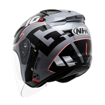 NHK R1 오토바이 오픈페이스 헬멧 그래픽 솔리드 바이크 하이바, G10 다크그레이 블랙 글로시, 2XL