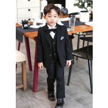 [혹스아이] 블랙슈트겨울정장 남아 유아 남자아기 조끼정장 베스트 아동예복 방송협찬 들러리