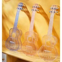 투명 우쿨렐레 초보자 입문용 특이한 악기 연주, 21인치 투명 블루 +소형조명