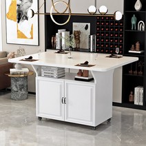 접이식 조리대 보조 주방 테이블 수납 식탁 이동식, 화이트 그레이