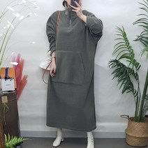 제이후 캐주얼 오버핏 하이넥 아노락 반집업 빅사이즈 후리스 겨울 롱 원피스