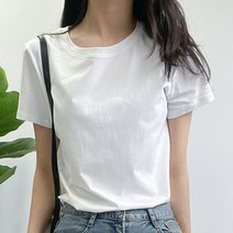 데일로엔 여성용 무지 라운드 반팔 티셔츠