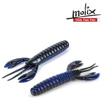 몰릭스 소프트베이트 배스 루어 쏘가리 웜 크로우 플렉스, 177 black blue flake