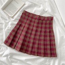 하이웨이스트 블러킹 체크 모직 플리츠스커트 여성 겨울 학원 무드 JK 미니 3768199756