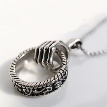 써지컬스틸 남자 엔틱 해골링클러치 목걸이