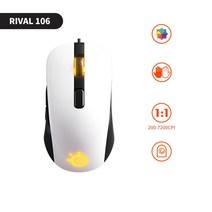 스틸시리즈 라이벌 106 마우스 게임용 게이밍 유선 마우스 80g Rival 106, -, Rival 106 화이트