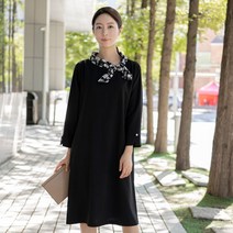 모슬린 엄마옷 리본 배색 원피스 YOP208215 마담/미시옷/중년여성의류/50대/60대여성옷/빅사이즈