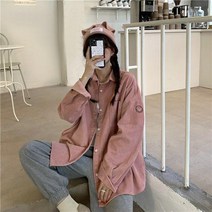 롱 모직 베이지 누빔 셔츠 간절기 여자 코듀로이 재킷 카키 언발 크롭 가을