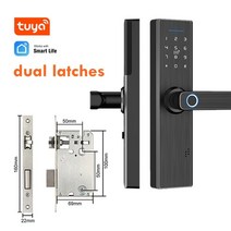 유리문도어락 출결관리 지문인식 강화도어도어락 tuya wifi 다중 잠금 해제 잠금 지능형 전자 잠금 스마트 홈 보안 보호 스마트 라이프 잠금 해제, 이중 래치