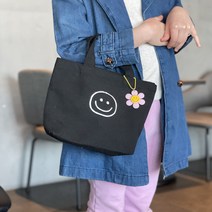 홀인몽키 스마일 키링 똑딱이 미니에코백 피크닉용 캔버스