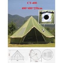 (상.상.마.켓) 몽골텐트 폭풍우 방지 캠핑 캐슬 텐트 실버 코팅 UV 기능 6-10 명, 그린