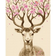 행운꽃사슴 3 (캔버스) 명화그리기 40x50, 단품