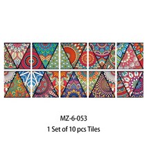 벽 천장 마감재 시트지 데코타일 부착 10pcs 만다라 패턴 매트 타일 바닥 스티커 전송 커버 내마모성 비닐 벽지 주방 욕실 테이블 벽 장식, mz-6-053, 협력사, 10cmx10cmx10pcs