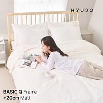 [쿠팡 단독 신상품 특가][매트포함] 휴도 다정한 선유 베이직 헤드 퀸 프레임 + 탄탄한 20cm 퀸 매트리스 침대, 베이직 헤드 프레임_화이트워시 (Q), 탄탄한 20cm 매트리스_아이보리 (SET0329)