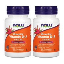 나우푸드 어린이 키즈 비타민 D D3 디 콜레칼시페롤 1000IU 츄어블 180정 2통, 1개, 기본