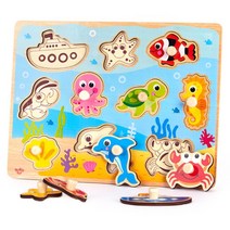 돌아기 소근육장난감 바다동물 꼭지퍼즐추천 나무퍼즐 애기선물 우드퍼즐 손잡이퍼즐