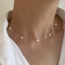 행운 크로버 네잎클로버 미니 펜던트 큐빅 여리여리 14k 얇은 실목걸이