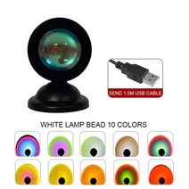 일몰 레인보우 레드 프로젝터 usb led 야간 조명 태양 투영 책상 램프 침실 바 커피 매장 벽 장식 조명, 10가지 색상