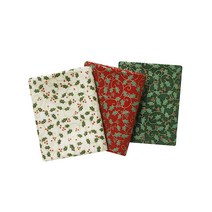 퀼트패키지 미니 포인세티아 크리스마스 프린트 원단 1/4마 3종