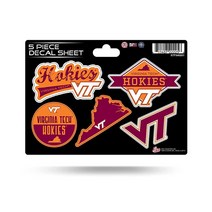 Rico Industries NCAA 버지니아 테크 호키스 5피스 다이 컷 데칼 시트146368, Virginia Tech Hokies