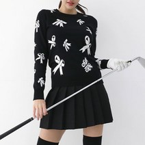 순이들 여성 라운드 리본 골프 니트