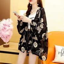 여성 봄여름 빅사이즈 쉬폰 바람막이 후드집업 얇은 자켓 캐주얼 가디건 SFW