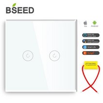 공구부품 BSEED 1/2/3Gang 1way Wifi 스위치 Capactior Wall 스마트 터치 라이트 스위치가있는 단일 라이브 와이어 Blue Backlight Glass, [02] Wifi 2Gang, [02] Black